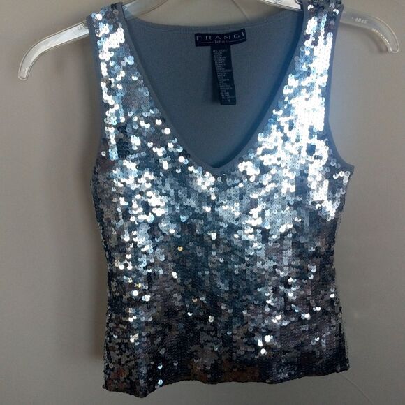 Frangi Tops - Frangi Silver Sequin Top